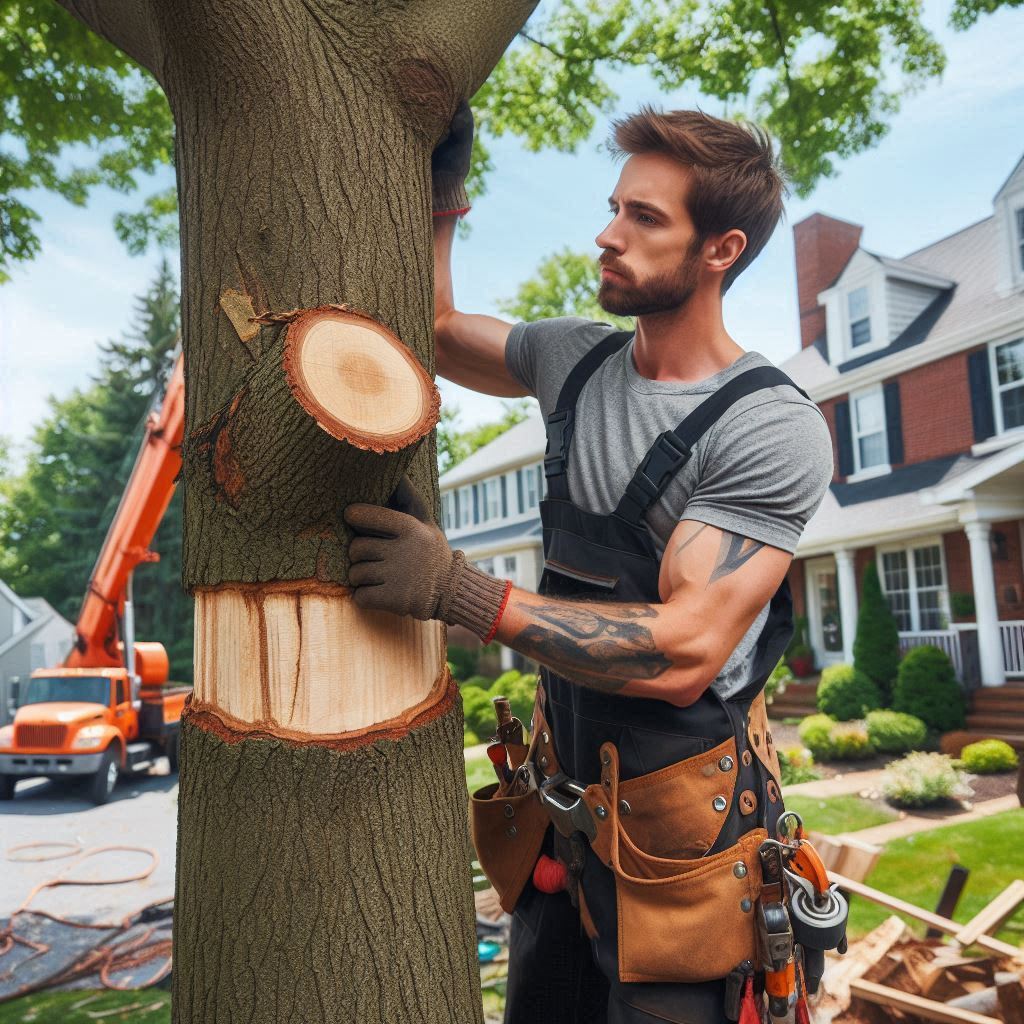 Blog Article - Arborist performing maintenance on a tree in a Arizona home's yard